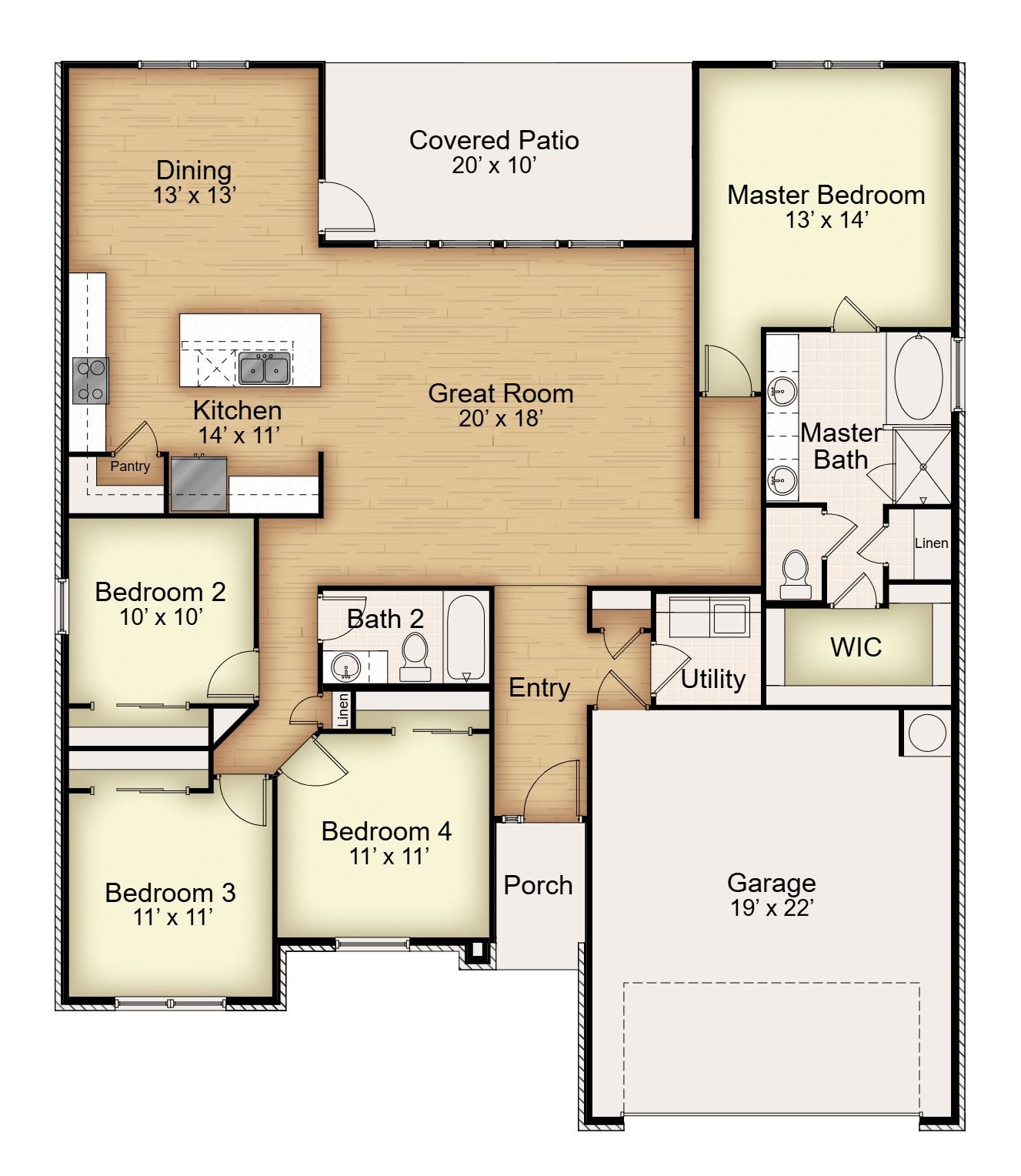 Floor plan for 1106 Bending Bough Way Temple, TX