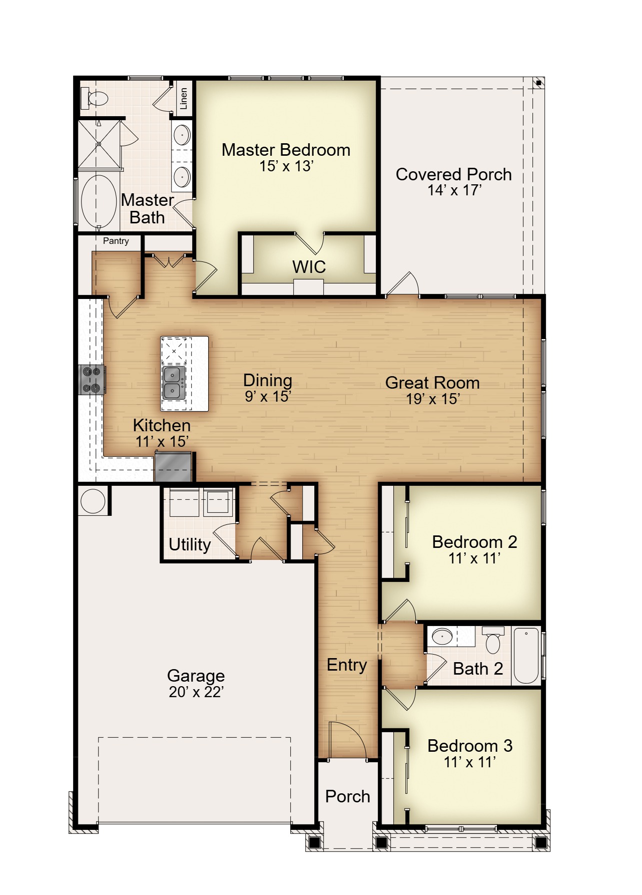 Floor plan for 8012 Pineridge Way Temple, TX